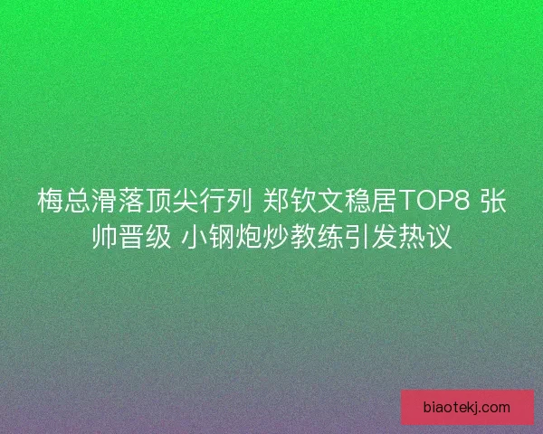 梅总滑落顶尖行列 郑钦文稳居TOP8 张帅晋级 小钢炮炒教练引发热议