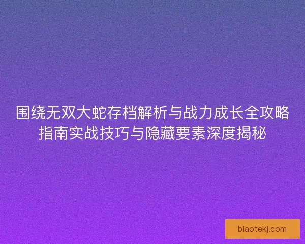 围绕无双大蛇存档解析与战力成长全攻略指南实战技巧与隐藏要素深度揭秘