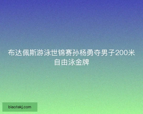 布达佩斯游泳世锦赛孙杨勇夺男子200米自由泳金牌
