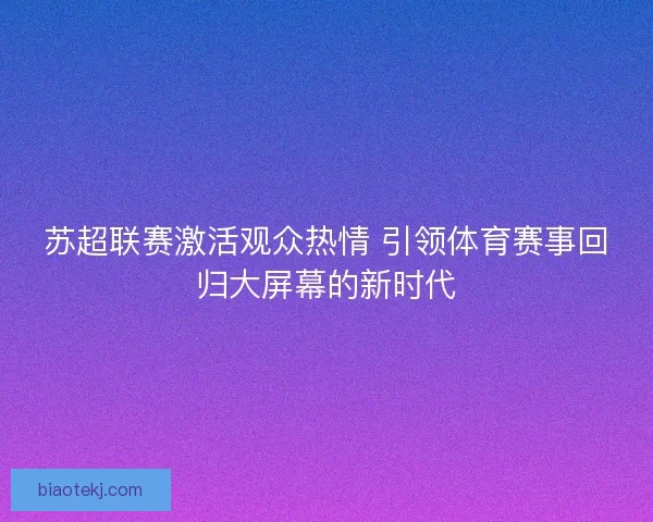 苏超联赛激活观众热情 引领体育赛事回归大屏幕的新时代