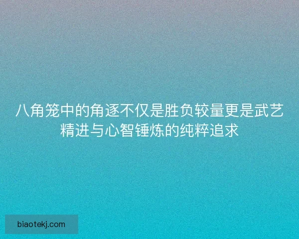八角笼中的角逐不仅是胜负较量更是武艺精进与心智锤炼的纯粹追求
